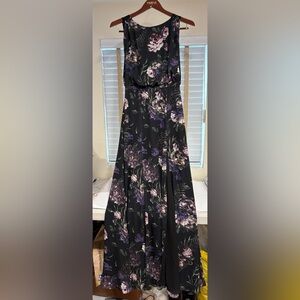 Fame and Partners Floral Maxi Dress in Black and Purple